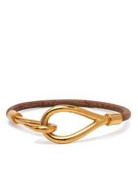 Hermes Jumbo Bracelet Brown Gold Leather Metal